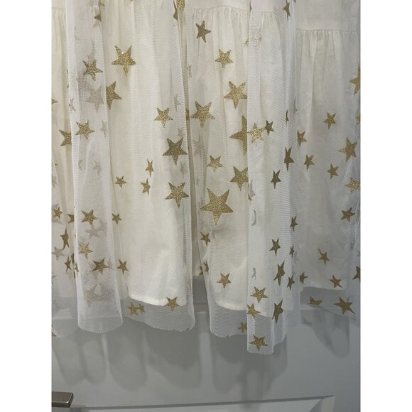 Stella McCartney Kids 14 Years White Tulle Gold Metallic Stars Dress Long Sleeve - Picture 3 of 13